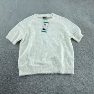 Matty M XL Short Sleeve Eyelash Sweater - 49% Polyester Relaxed NWT 1734